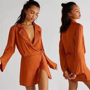 Free People Simone Orange Wrap Dress